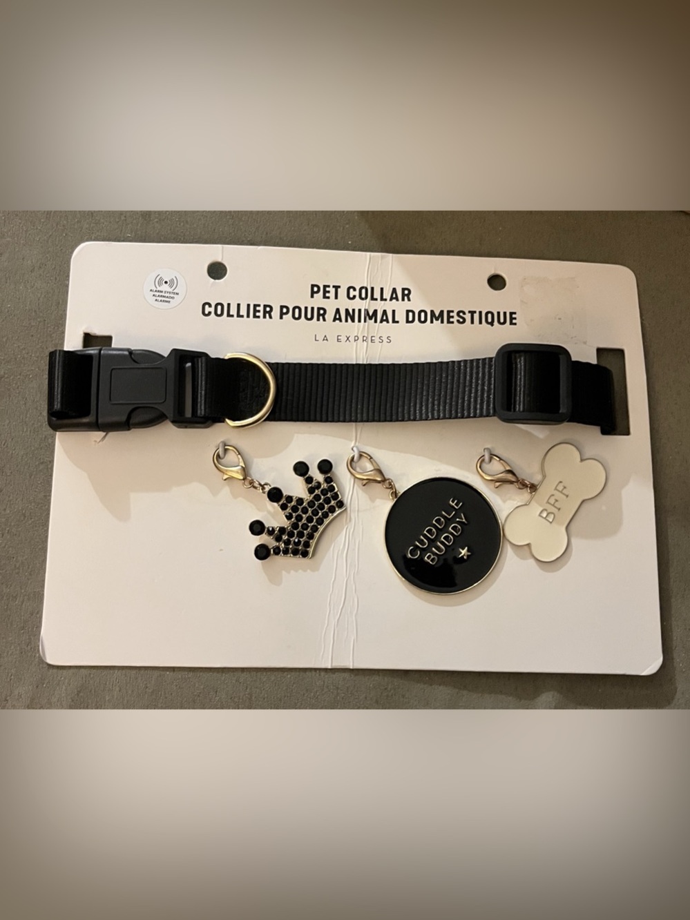 Black Dog Collar with Charms NWT